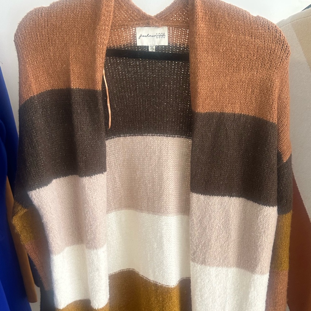 Pink Rose Multicolor Striped Cardigan
